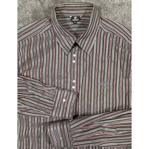 Vntg Versace Jeans Couture Size XL Snap Button Multicolour Stripe Medusa Shirt